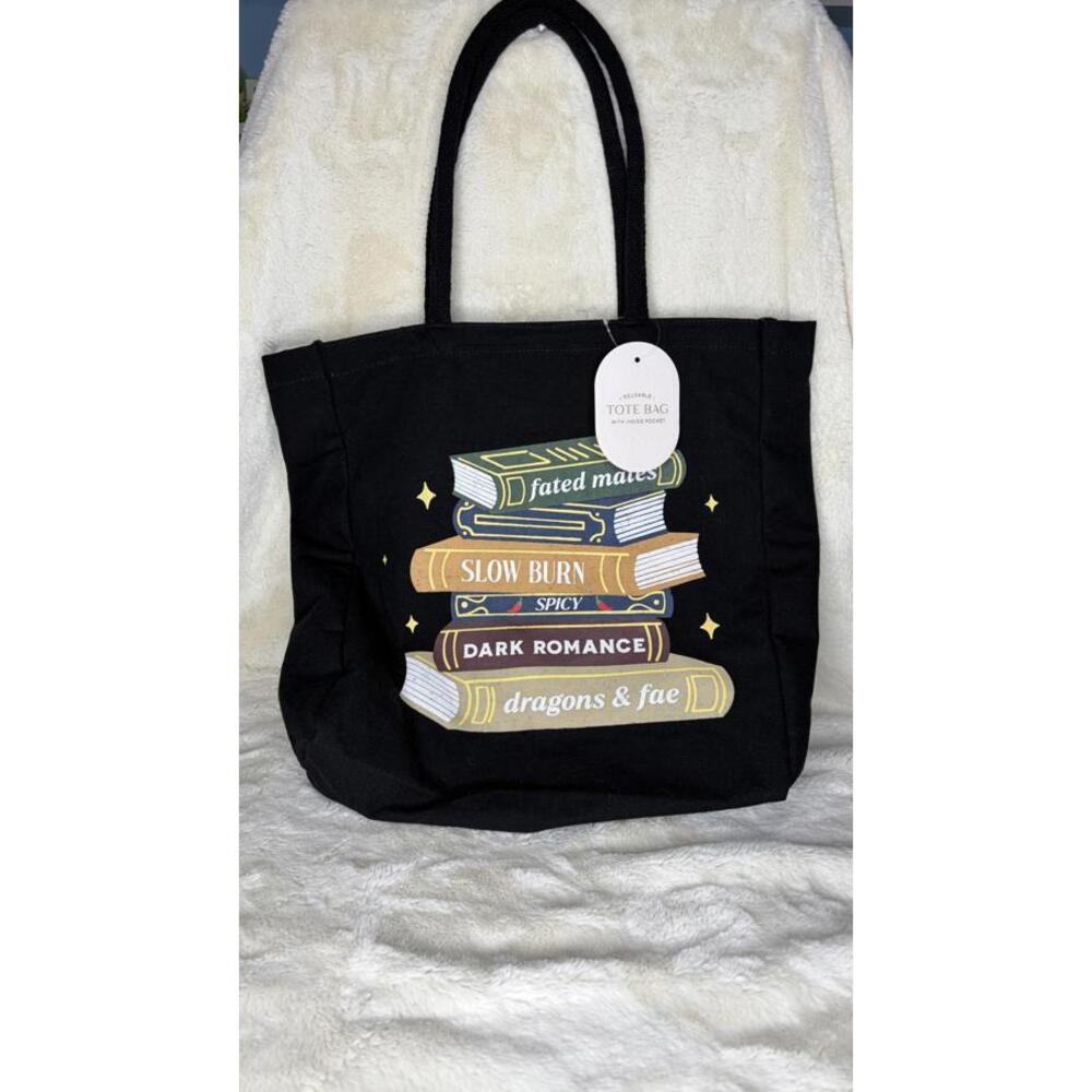 Book Lover’s Tote Bag – Reusable Canvas Bag with Pocket - Picture 6 of 6